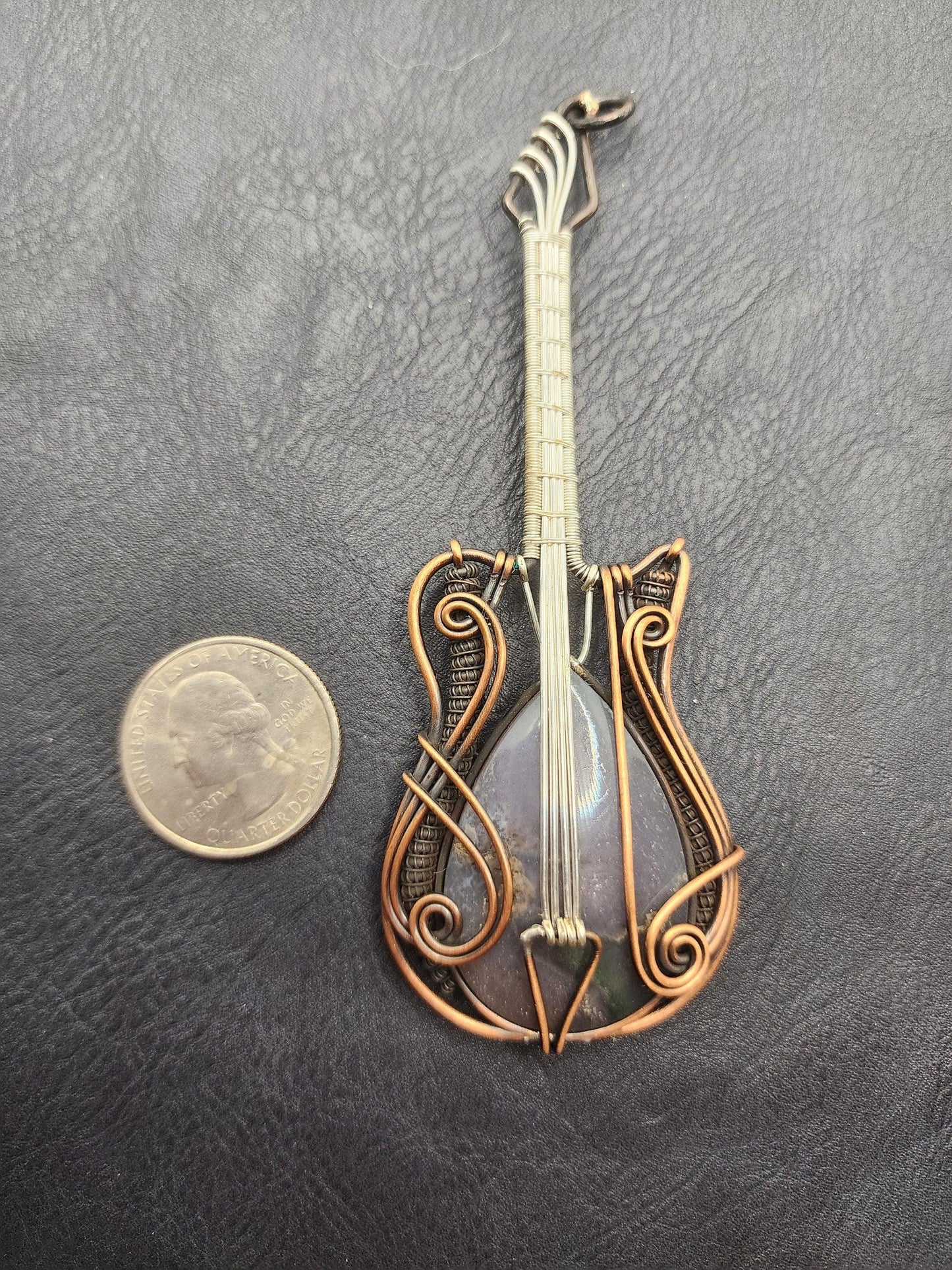 Wire Wrapped Guitar with Purple Moss Agate Stone - SG7 - Beaunique Boutique