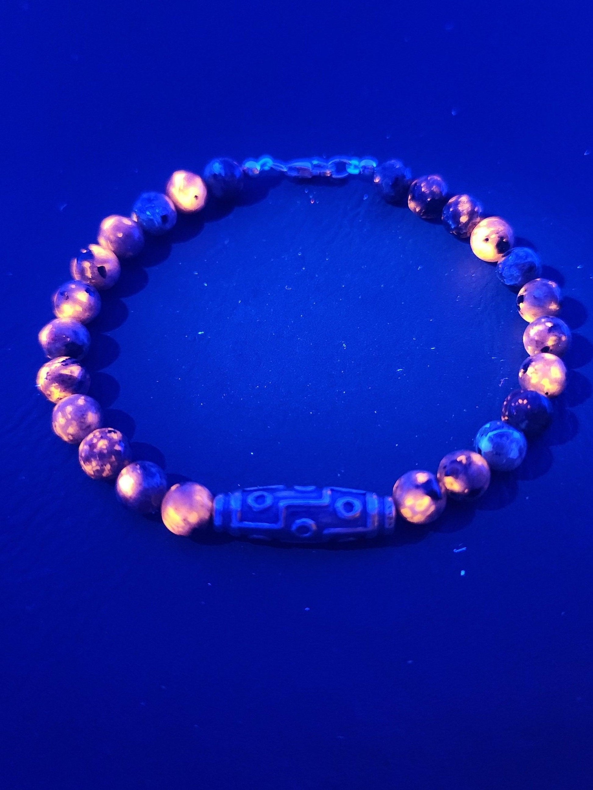 Bead Bracelet - Natural Flame Stone - Yooperlite 925 Silver Hardware - 7 1/2" - Y1 - Beaunique Boutique