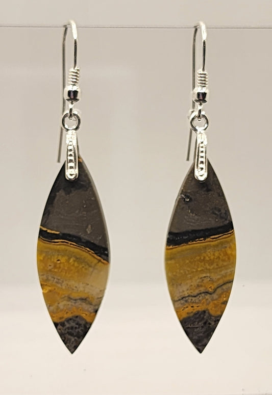 Earrings - Bumble Bee Jasper - 925 Silver Hardware - BBJ2