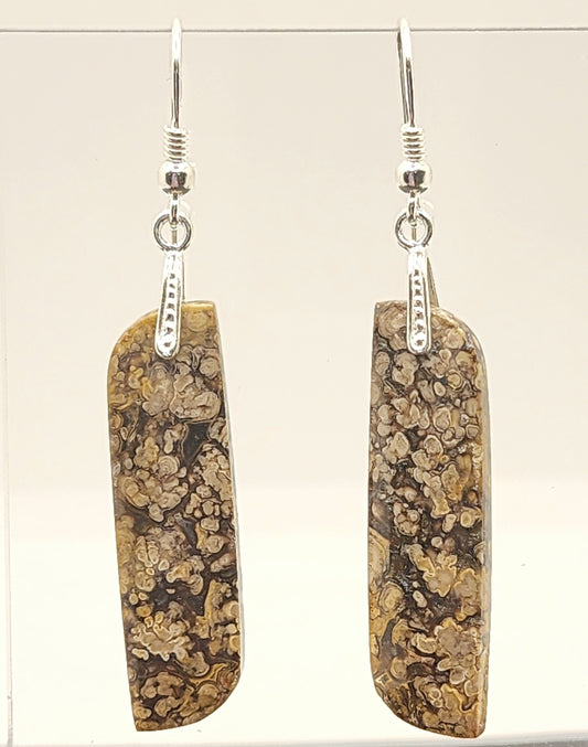 Earrings - Coral Fossil - 925 Silver Hardware - CF2