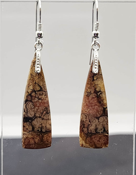 Earrings - Coral Fossil - 925 Silver Hardware - CF3